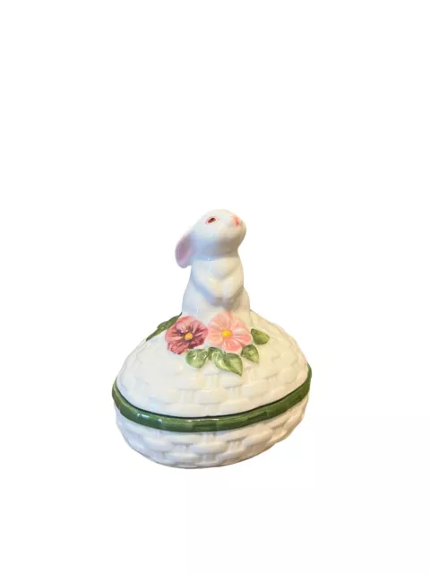 Vintage Avon 1982 Bunny Luv Hand Painted Ceramic Trinket Box