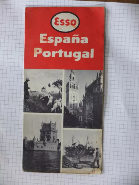 Landkarte Spanien Portugal ca 1958 Esso ca 40cm x 40cm