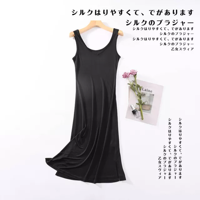 Women Mulberry Silk Full Slips Dresses Cami Under Dress Slip Chemise Nightgown