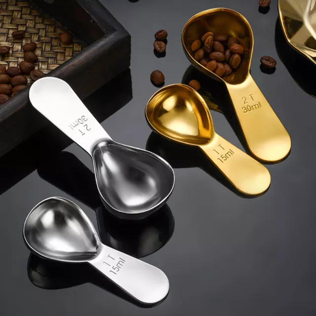 2PCS Stainless Steel Coffee Scoops & Measuring Spoons Coffeeware Tablespoon