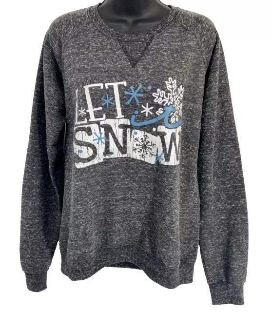 Let it Snow  39" Chest Size Large Women's Gray Pullover Long Sleeve Sweater