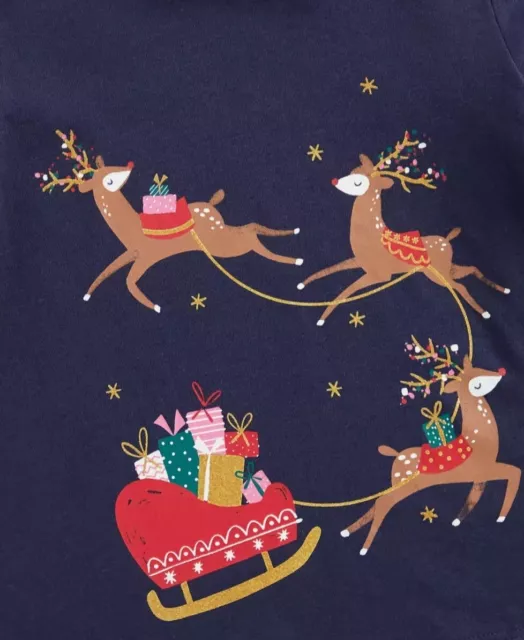 Festive Navy Reindeer Long Sleeve T-Shirt 9-12 Months Mothercare Clothing BNWT 2