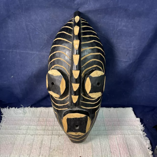 14.5” Mali African Tribal Hand Carved Wooden Mask Wall Decoration