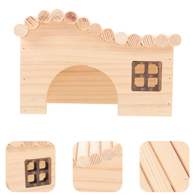 Chinchilla Toys Guinea Pig Wooden House Hamster Cabin Mouse Family
