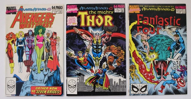 Atlantis Attacks Part 1-14 Complete Marvel Annual Crossover Set Lot 1989 KEYS 10