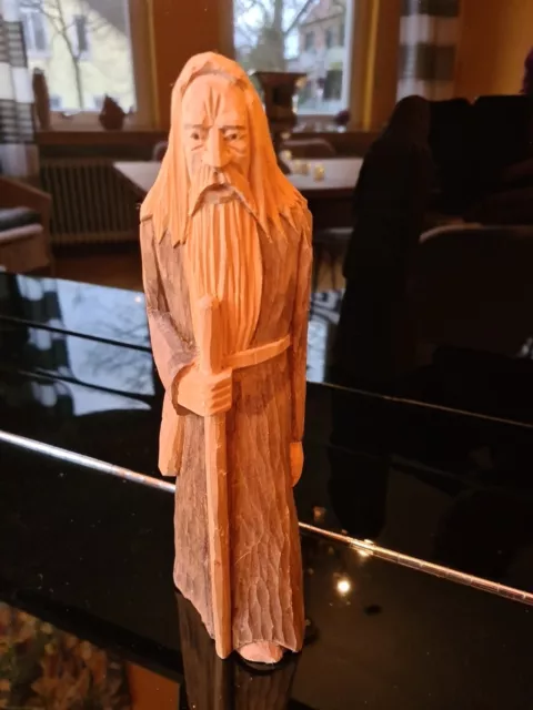 HOLZFIGUR SKULPTUR FIGUR KUNST WANDERER geschnitzt gestempelt