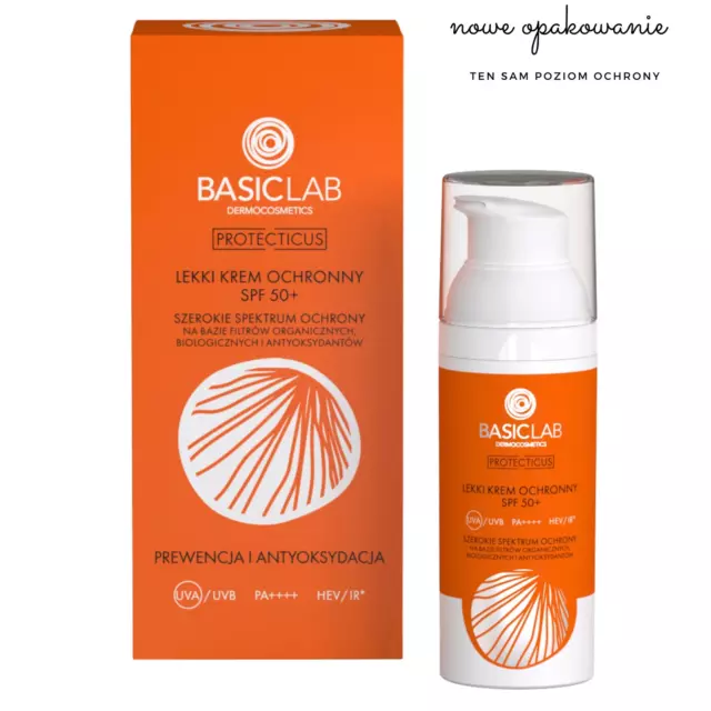 BasicLab Light Protective Cream SPF50+50ml For Dry Normal Mature Sensitive Skin