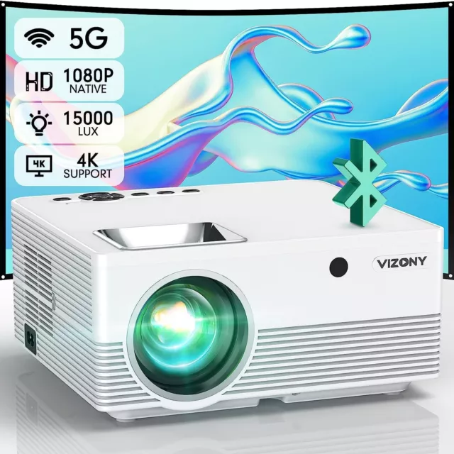 WiFi Video Projector 4K Android Bluetooth Smart Projector 1080P Home Cinema NEW