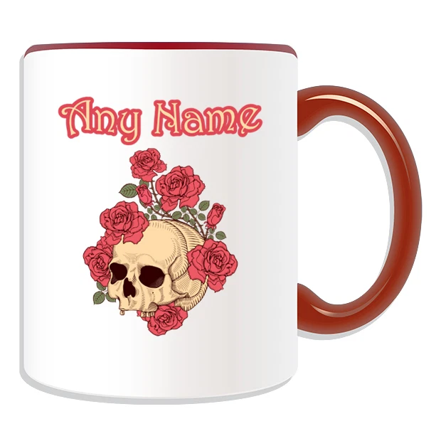 Personalisiertes Geschenk Rose Schädel Becher Geldbox Schädeltasse anpassen Tee Kaffee Name