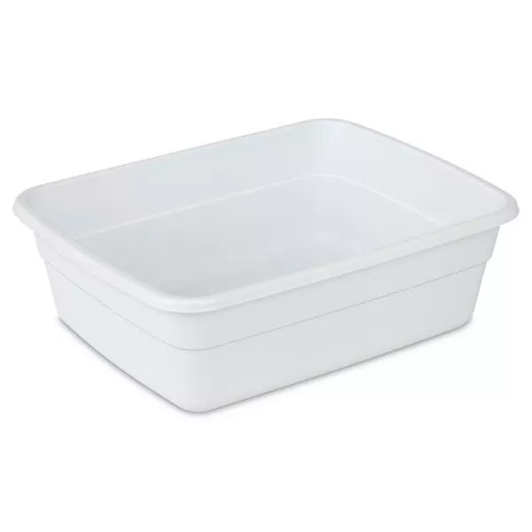 4SGM Sterilite Small White 8 Qt. Dish Pan - 14" L X 10.75" W X 4.5" H