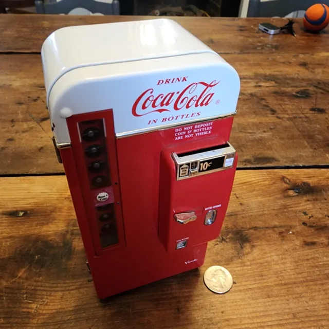 Vintage Coca-Cola Metal Mini Vendo Vending Machine Coin Bank w/sound! ~ FREE S&H 2