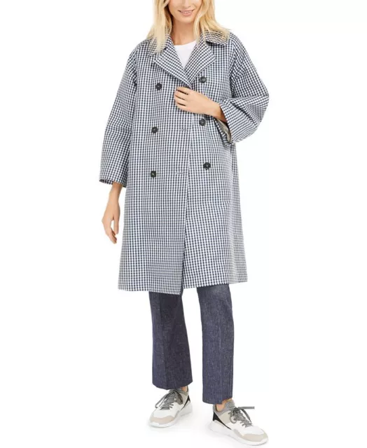 Weekend Max Mara Women's Checked Trench Coat Blue Size 12