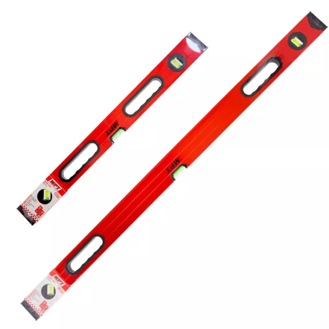 MPT Aluminium PRO Spirit Level TWIN PACK Quality 3 Vial Red Box 600mm & 1000mm