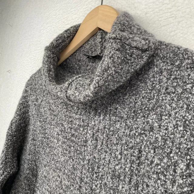 EILEEN FISHER Sweater S Merino Wool Blend Boucle Turtleneck Pullover Boxy Gray 2