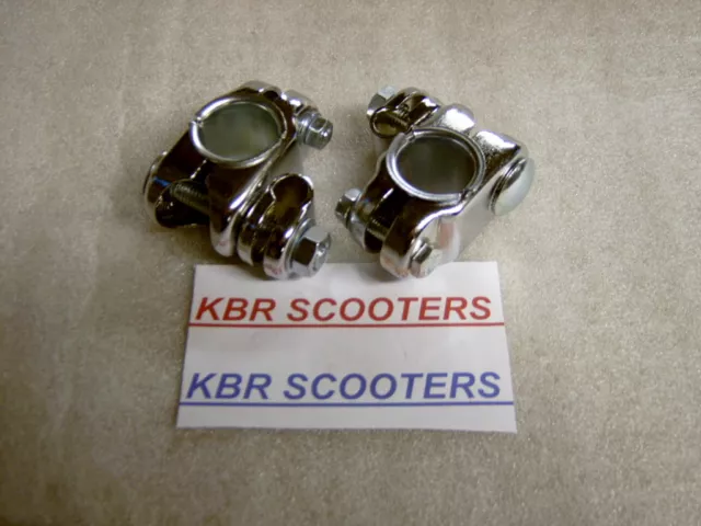 Vespa Lambretta Crash Bar Mirror Stem Chrome Brackets 2 Pack Fits Crash Bars