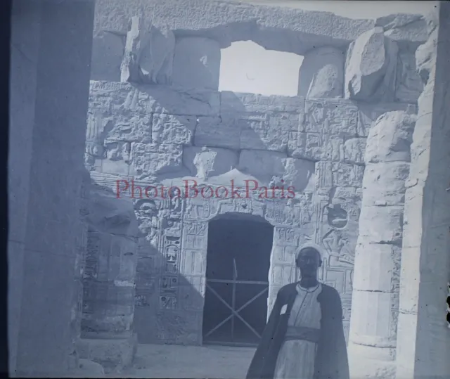 EGYPTE Archéologie c1930 Photo NEGATIVE Plaque verre Stereo Vintage V28L10n12