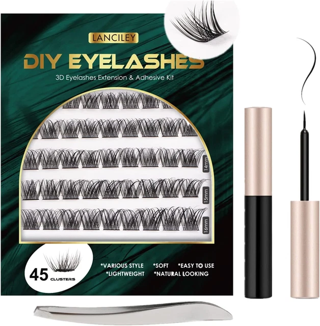 Lanciley einzelne Wimpern 45 Cluster Wimpern CC Locke zum Selbermachen Wimpernverlängerungsset
