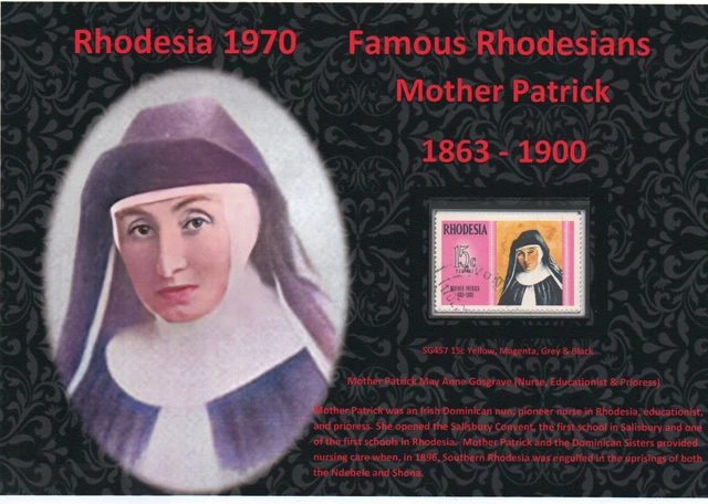 RHODESIA 1970 NICE Display Of Famous Rhodesians Mother Patrick Vfu-Gu#2 ...