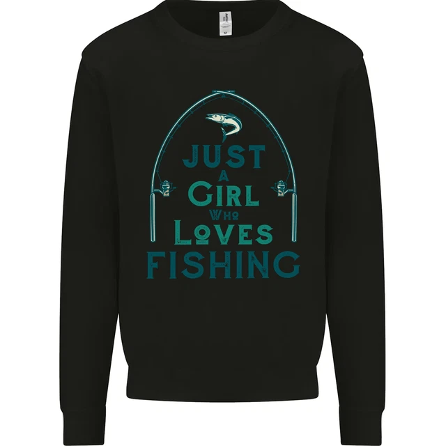 Just A Ragazza Chi Ama Pesca Fisherwoman Bambini Felpa Maglione