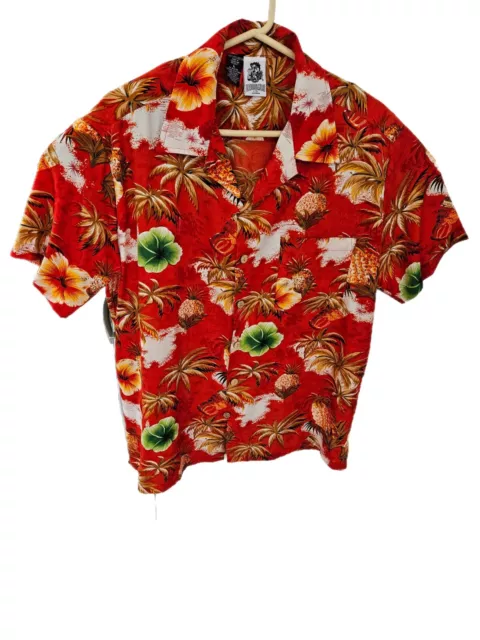 Vintage Men's Kennington Hawaiian Aloha Surfer, Palm trees Floral SS Shirt Large