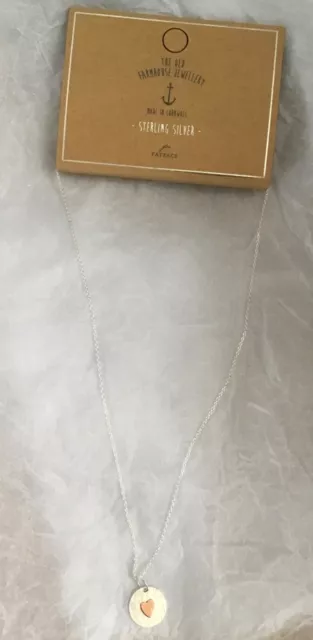 FAT FACE STERLING Silver Disc Heart Necklace BNWT Rrp 25 Drop