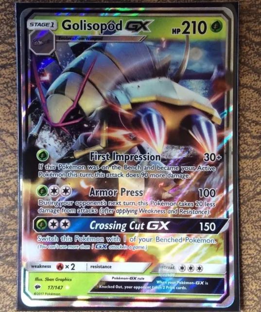 Pokemon Card   GOLISOPOD GX   Ultra Rare  17/147  BURNING SHADOWS ***MINT***