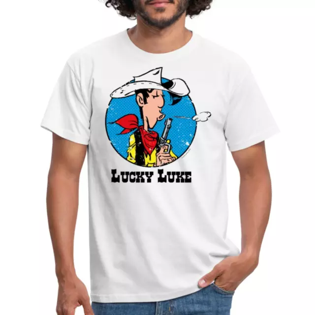 Lucky Luke mit Pistole Männer T-Shirt