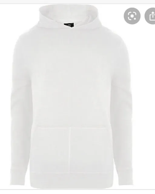 River Island White Hoodie Sweatshirt Frayed Hem. BNWOT Size Large RRP £35!