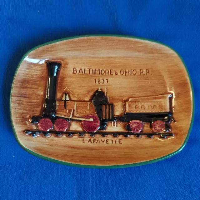 Pennsbury Pottery Baltimore & Ohio RR 1837 Lafayette Train Plate 8" x 6"