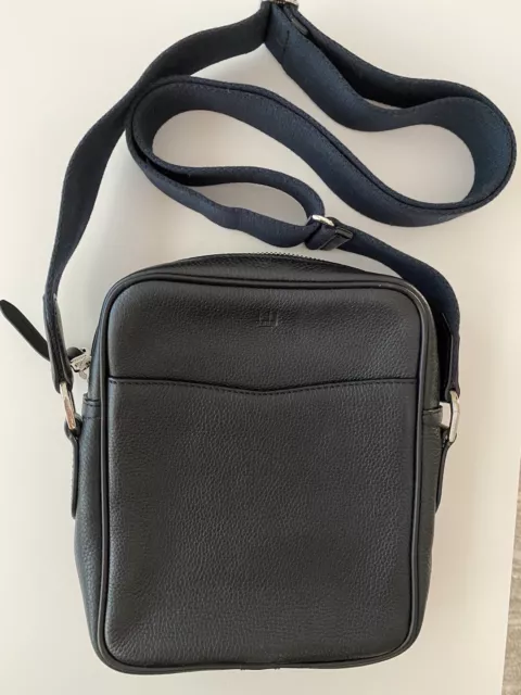 Mens Dunhill Leather Messenger Shoulder Bag Black with Strap and Dust Bag