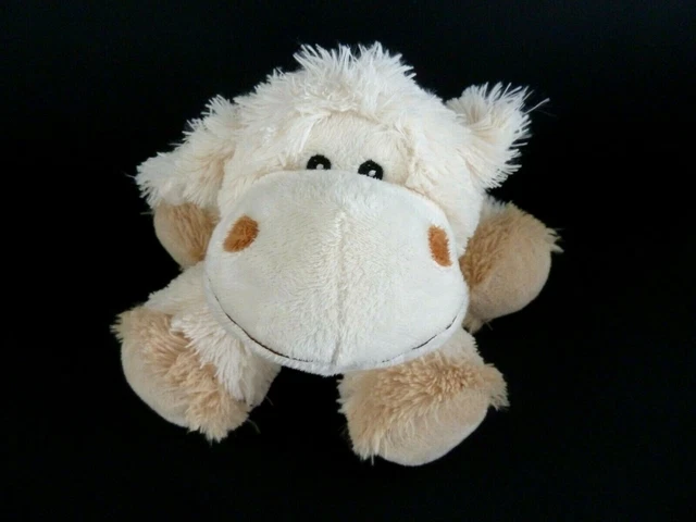 P4. DOUDOU PELUCHE SANDY VACHE MOUTON BLANC ECRU BEIGE 26c patte allongée NEUF*