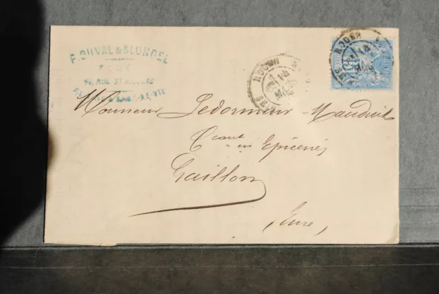 France - Timbre oblitéré Type Sage  sur lettre