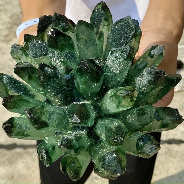 4.6LB New Find Green Phantom Quartz Crystal Cluster Mineral Specimen Healing