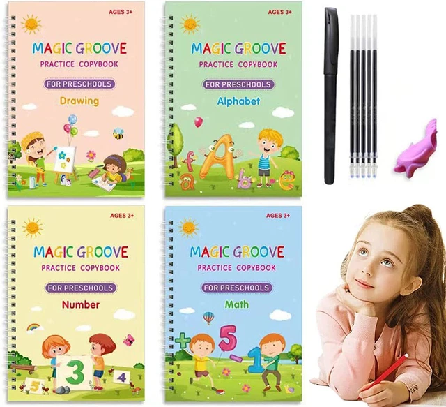 Nuevo Groovd Magic Copybook Rancado Niños Libro de Escritura a Mano Juego de Práctica Regalo