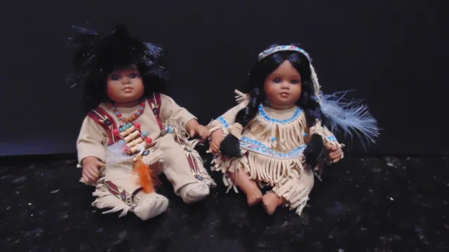 Pair of Marie Osmond (?) Native American Indian Brave Doll Mato/Chenoa Tiny Tots