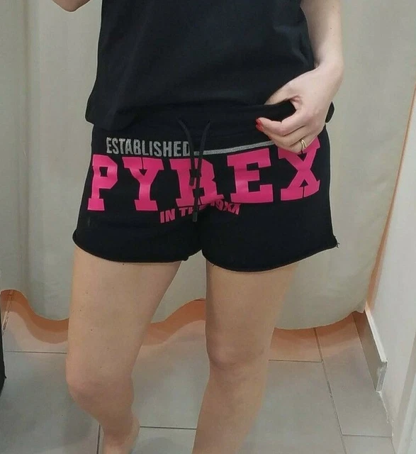PYREX SHORTS PANTALONCINI Donna Cotone Neri Logo Rosa Fucsia Grande 42039 EUR 24 90 PicClick IT