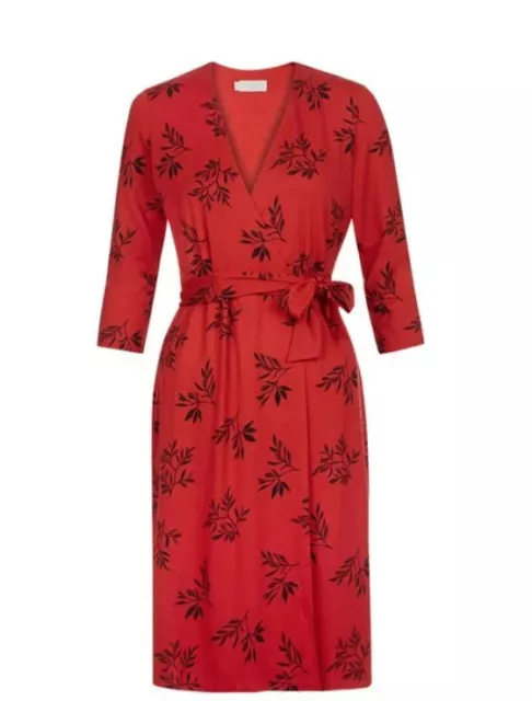 HOBBS DELILAH WRAP Dress Black Multi Size UK12 RRP99 29.65
