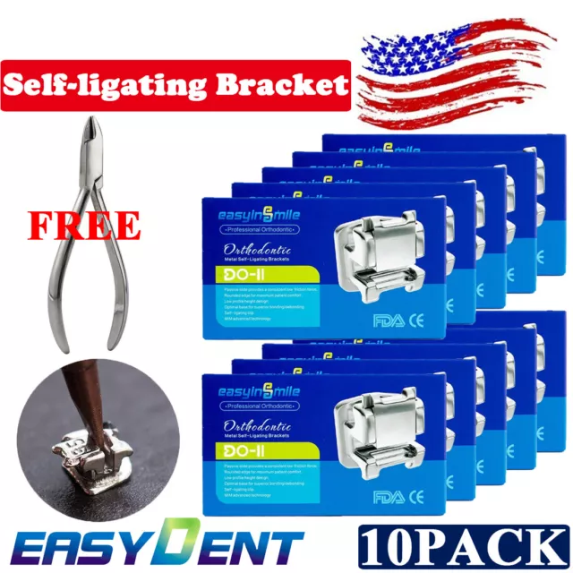 10X Dental Orthodontic Metal Bracket Brace Self-ligating ROTH/MBT 022 3/345Hooks