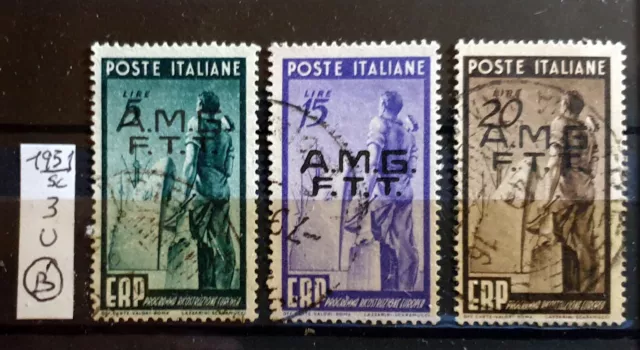 Italy Trieste Amg-Ftt 1949 Erp Serie Completa - 3 Stamps U