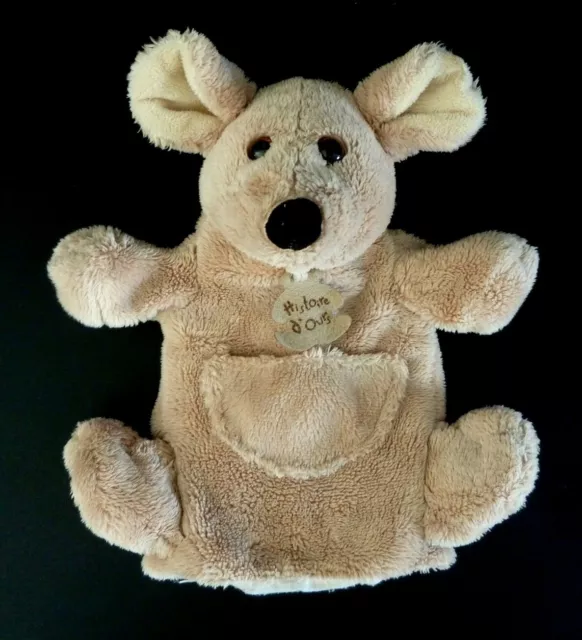 53. Doudou Peluche Marionnette Histoire D'ours Souris  Beige Marron Poche - Tbe