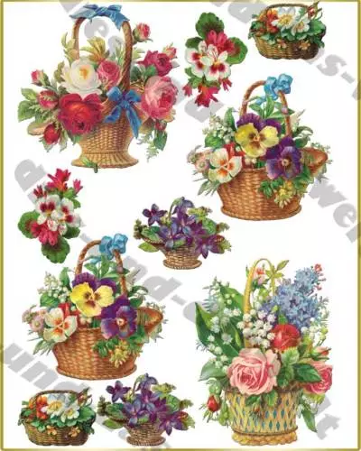 ✿ VINTAGE BLUMEN Korb NOSTALGIE RETRO Bügelbild Bügelbilder SHABBY Chic NEU