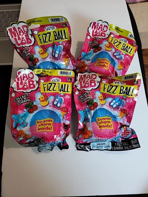 Lote de 4 Mad Lab Fizz Ball Sorpresa Dije Interior Gota en Agua