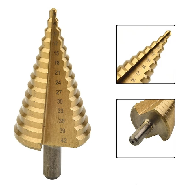 Métal Ars Pied Perceuse 4-42mm Titane Conique Mèche Trou Cutter Pièce