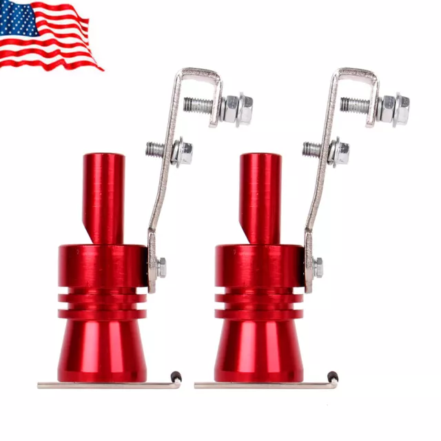 2 × Turbo Sound Whistle Muffler Exhaust Pipe Simulator Whistler Auto Car XL Red