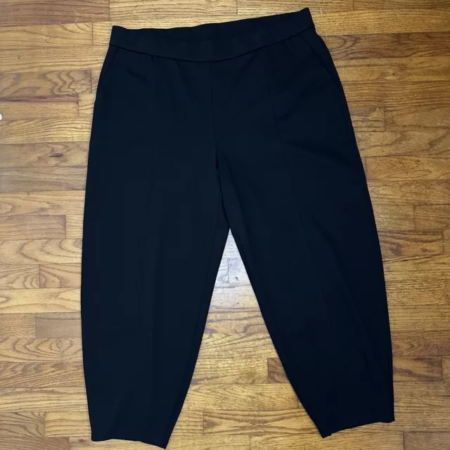EILEEN FISHER Pants Womens XL Black Pull On Ponte Knit Stretch Ankle Career