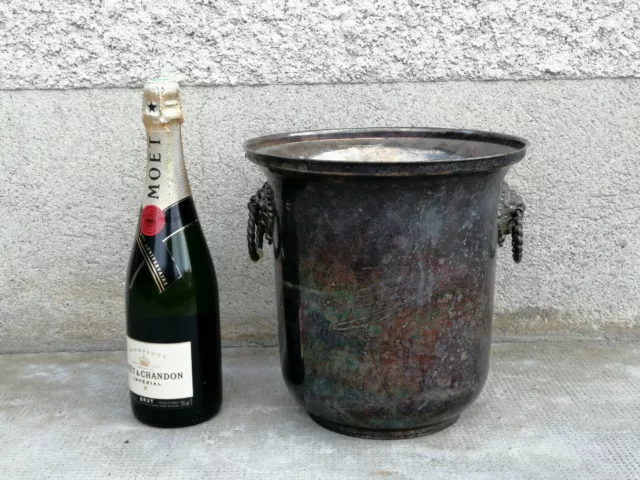 H:26cm / gros seau champagne VEUVE CLICQUOT LONSARDIN metal argenté ARGIT FRANCE