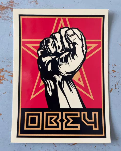 "Pegatina de arte de vinilo UV Obey Giant Shepard Fairey OBEY Fist Imagen UV 4,75x6"""