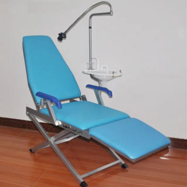 Dental Portable Chair LED Light Folding Seat/Dentist Mobile Chair Blue USA