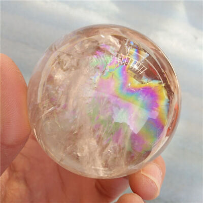 1pc Hot Sale Natural White Rainbow Clear Quartz Crystal Sphere Ball Healing
