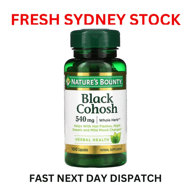 NATURES BOUNTY BLACK Cohosh 540 mg 100 Capsules Helps Hot Flushes Night